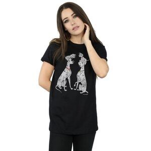 101 Dalmatians Womens/Ladies Pongo And Perdita Cotton Boyfriend T-Shirt / Black